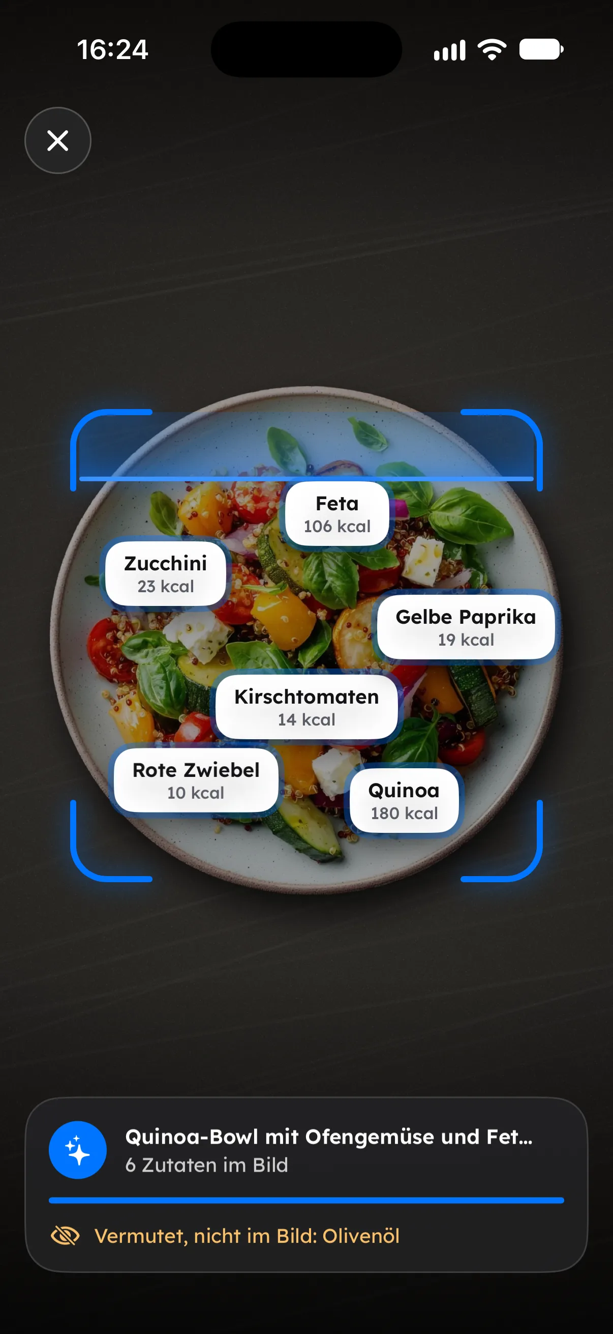 Der KI-Scanner erkennt die Zutaten direkt auf dem Foto